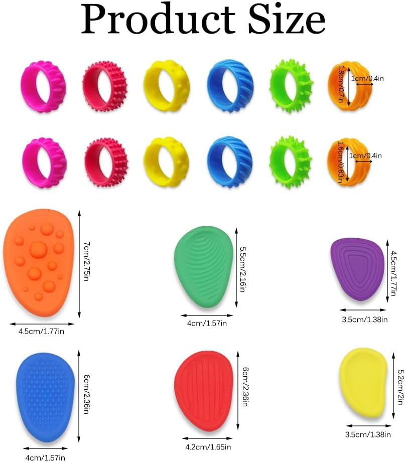 18 Pack Sensory Stone & Rings Combo &ndash; Anxiety Relief for Adults, ADHD Autism Sensory Tools, Silicone Squeeze Toys,For Autism Calming Men Women image number 3