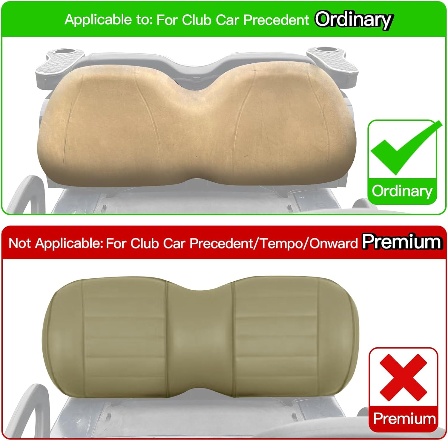 NOKINS Golf Cart Diamond Seat Covers Kit, Fit for Club Car Precedent Ordinary Front Seat Cushion, Golf Cart Vinyl Seat Cover, No Nails Required (All Brown) image number 2