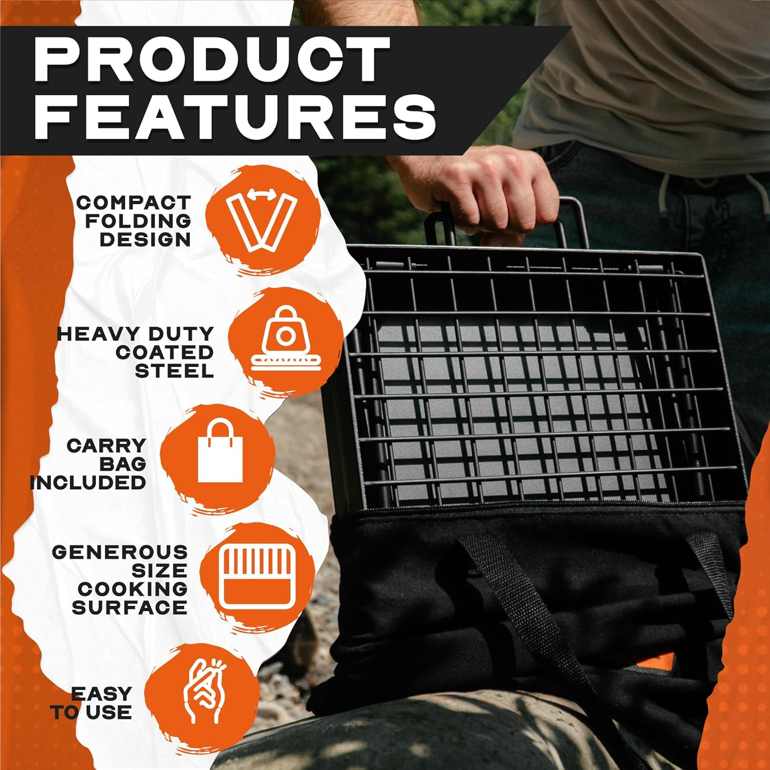 Campfire Swivel Grill, Heavy Duty Adjustable Fire Pit Grill Grate, Cooking Rack for Outdoor Camping image number 3