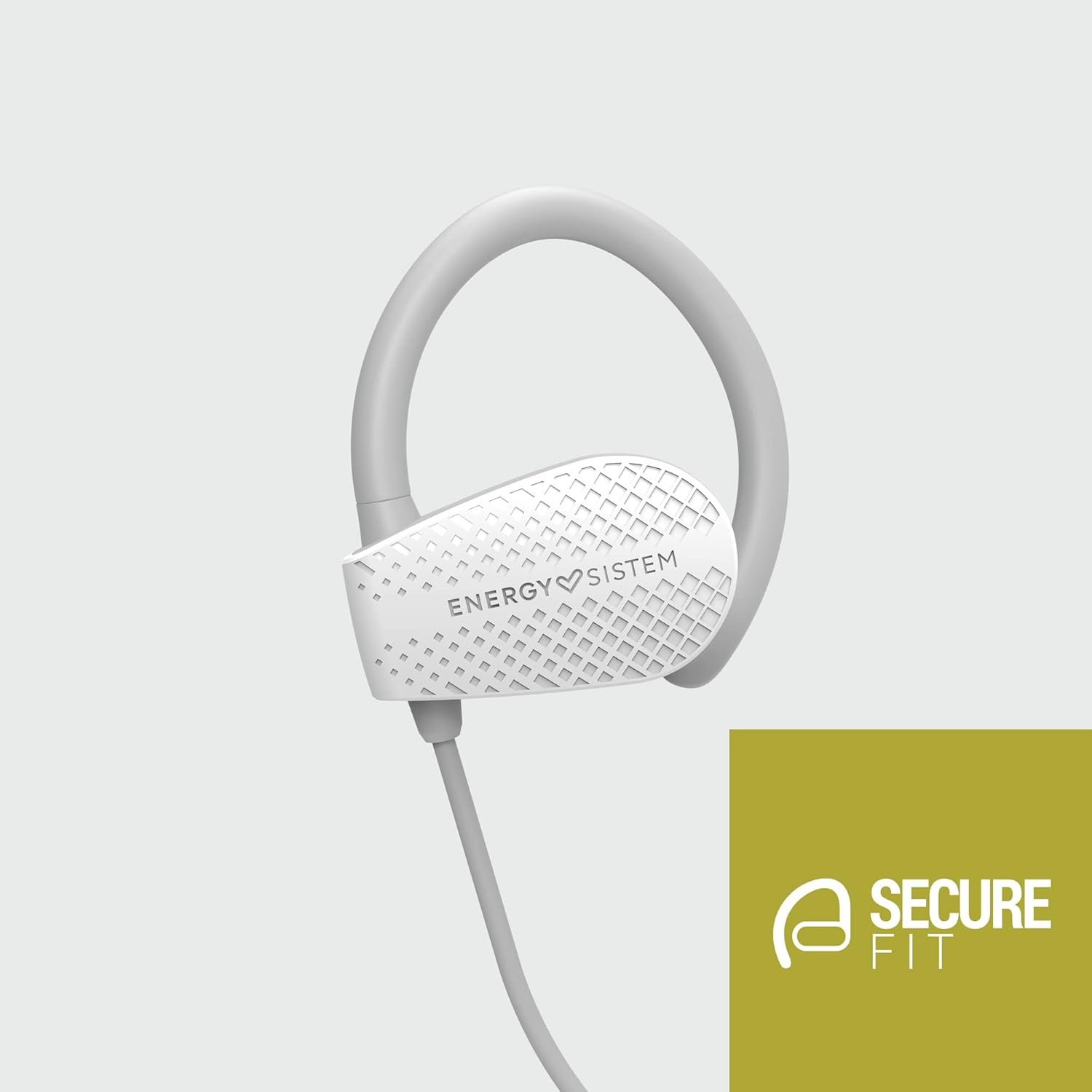 Energy Sistem Earphones Bluetooth Sport 1+ Snow (Headphones Bluetooth 5.1, Voice Assistant for Voice Control, Secure-Fit System, Sweat-Protected) - White