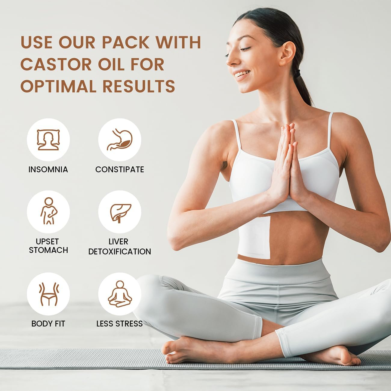 RYAOLFLY 12 PCS Self-Adhesive Organic Castor Oil Pack Kit, Castor Oil Wrap for Stomach/Waist/Back, Oil-Leakproof & High-Absorbent Organic Cotton, Adhesive Castor Oil Wrap for Liver Detox image number 5