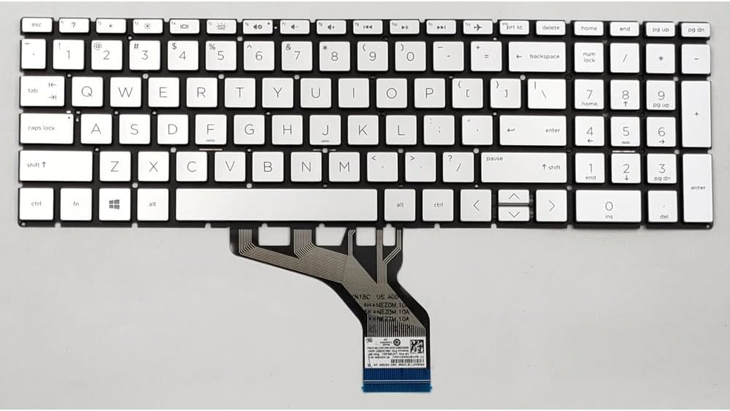 Replacement Backlit Keyboard for HP 15-DA 15-DB 15-DB0047WM 15-CS 15-CS000 15-CS0053CL 15-CW000 17-CA 17-By 15-DU 15-DY Series Laptop US Silver