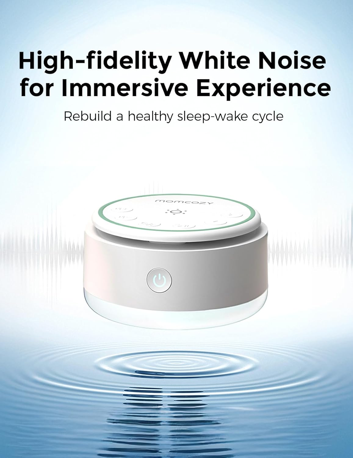 Momcozy White Sound Machine for Baby Kids - Portable Sound Machine with Night Light, 20 Soothing Sounds for Sleeping, Personalized Timer and Memory Function（Cold Light） image number 5