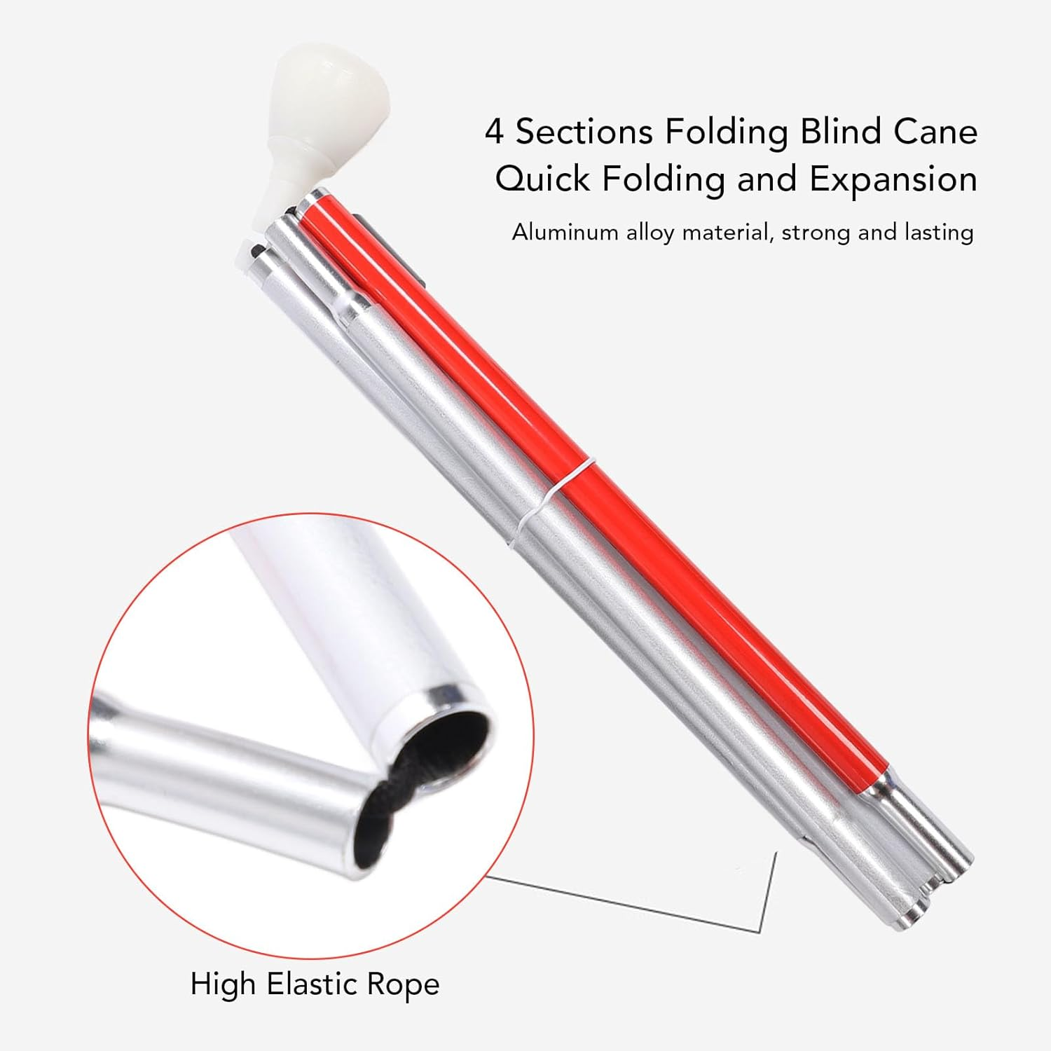 Intelligent Telescopic Blind Cane, Obstacle Detection Electronic Alarm Voice Guides Stick with Red Reflective, Aluminum Alloy Reflective Folding Walking Stick for Blind People