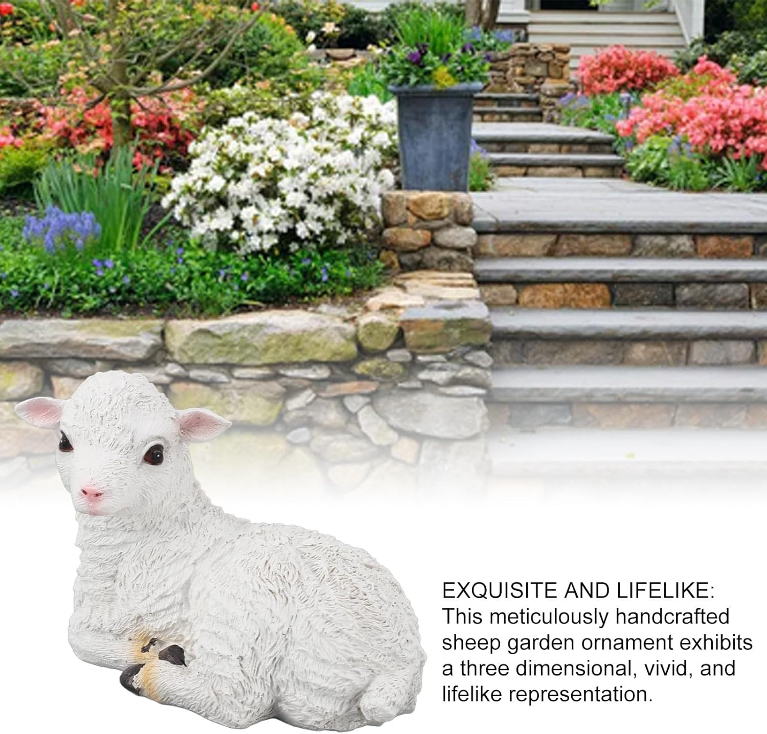 Resin Sheep Statue, Exquisite and Lifelike Garden Decoration with Versatile Design, for Outdoor and Indoor Decor, Sheep Figurine (Lying) image number 3