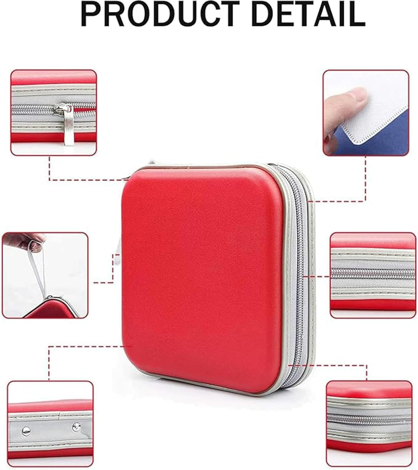 40 Capacity CD DVD Storage Case Holder, Hard Plastic Organizer with Protector for Car, Home & Travel(Red) image number 6