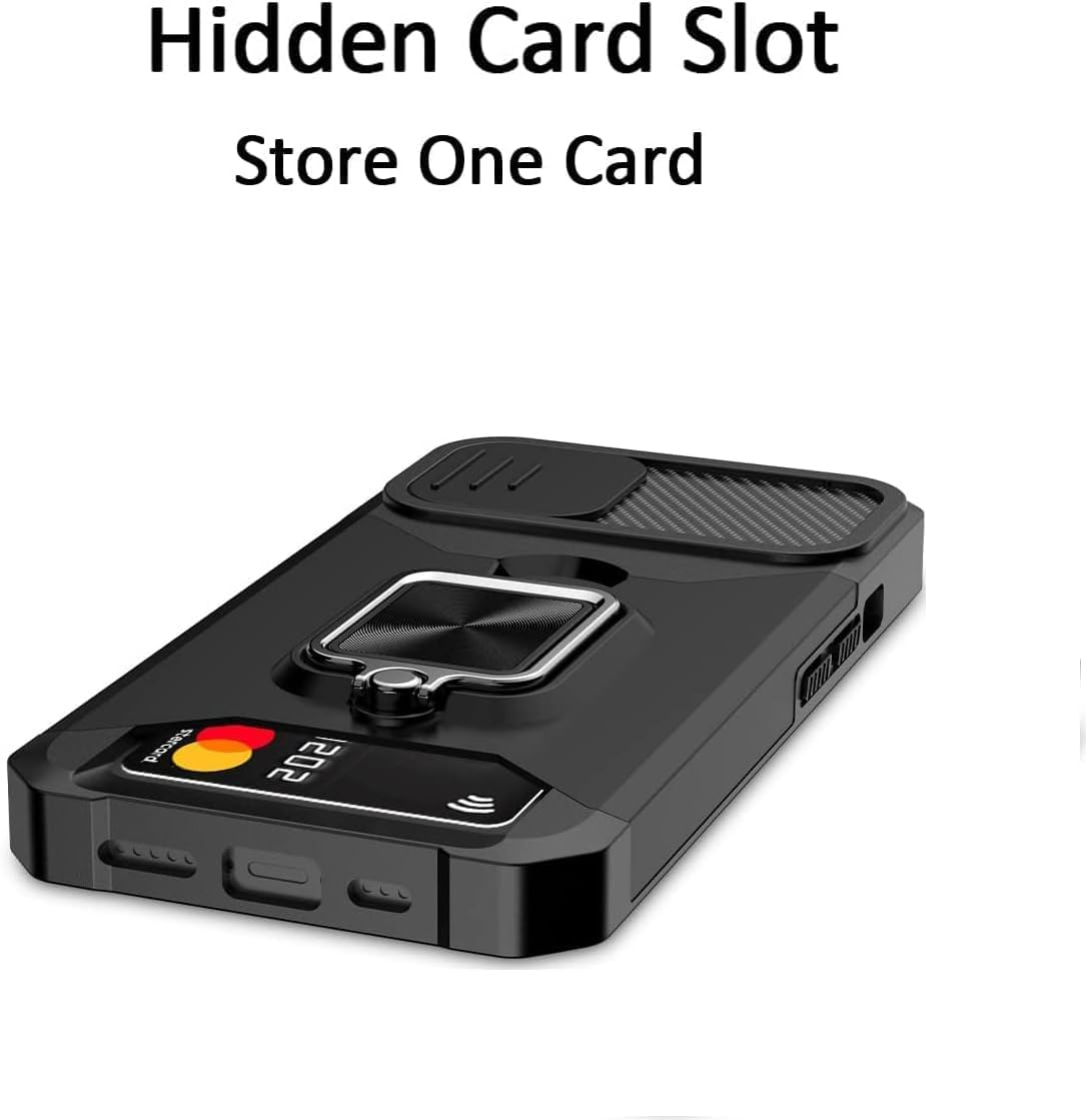 Case for Iphone 13 Pro Max Case 6.7'' with Stand, Credit Card Slot, Military Grade Shockproof Portective Case, Slide Camera Cover, Compatible with Magnetic Car Mount Holder (Purple)