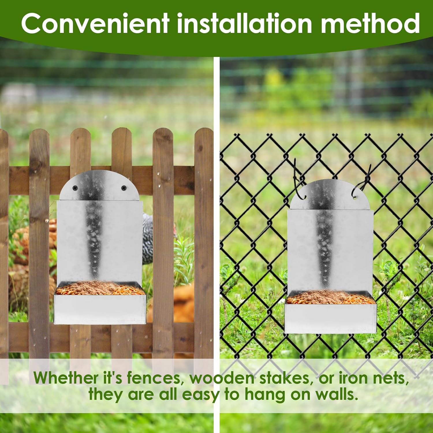 Chicken Oyster Shell Feeder, Metal Rooster Farm Grit Dispenser, Large Automatic Poultry Feeding Accessory for Duck Chicken Poultry image number 2