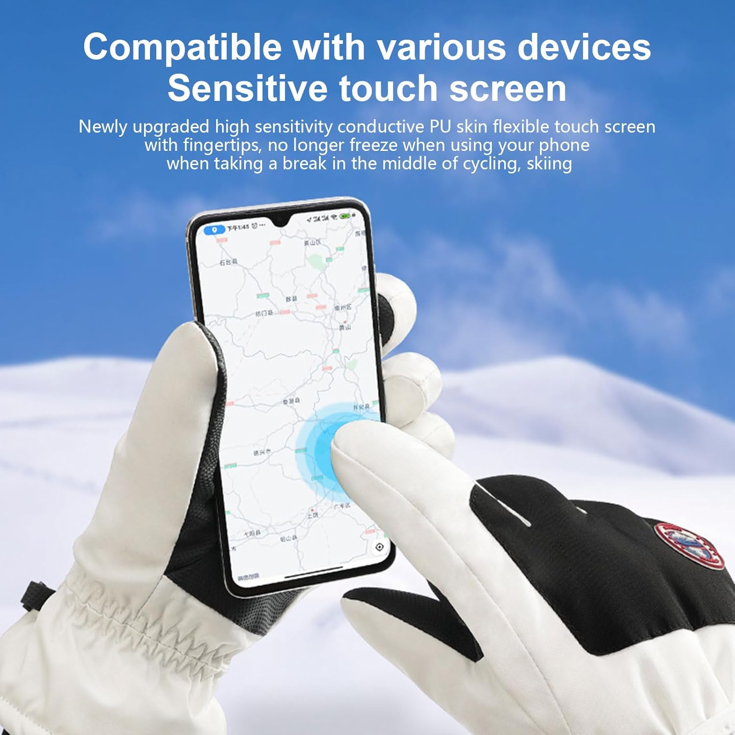 ZVCXOE Winter Ski Gloves Waterproof Snow Gloves Cold Weather Warm Touch Screen Freezer Work Men Women Suit for Running Driving Cycling Hiking image number 1