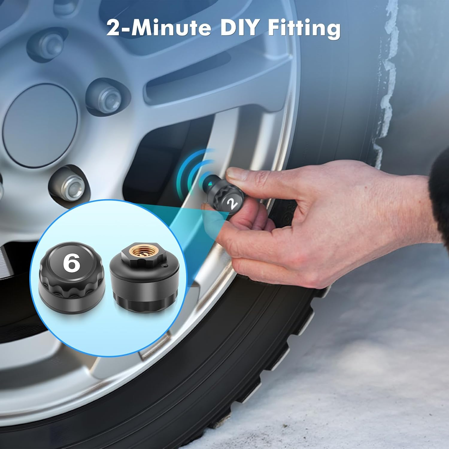 Avutrel TPMS Tyre Pressure Monitoring System for Trucks, Caravans, Buses, with 6 Waterproof IPX7 Sensors Pressure Range, 9.9 Bar/144 PSI Max, Solar & USB Charging (Upgrade for Commercial Vehicles) image number 1