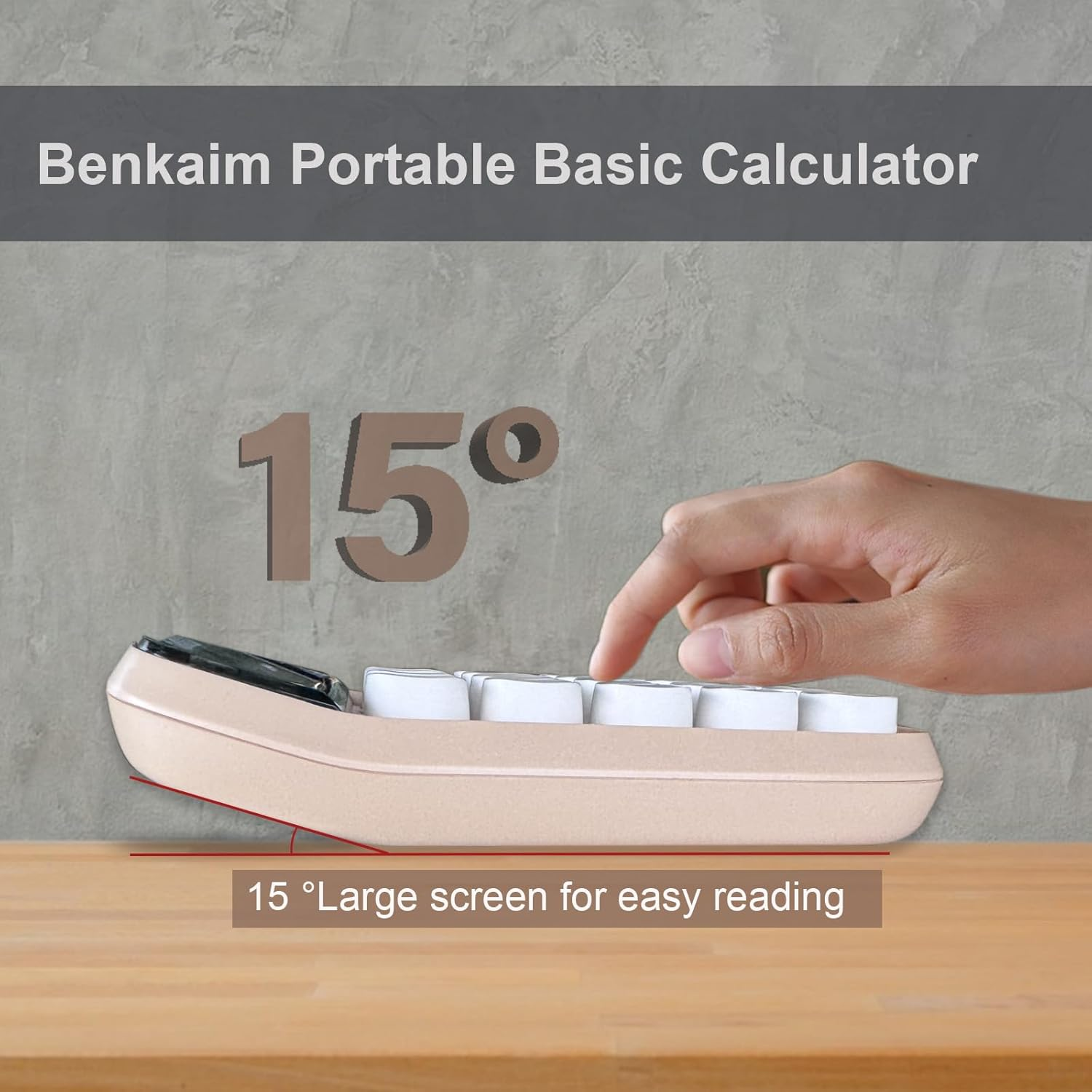 Benkaim Desktop Calculator - Standard 10 Digit LCD Display, Big Buttons - Cute Office Supplies for School, Business (Beige) image number 1