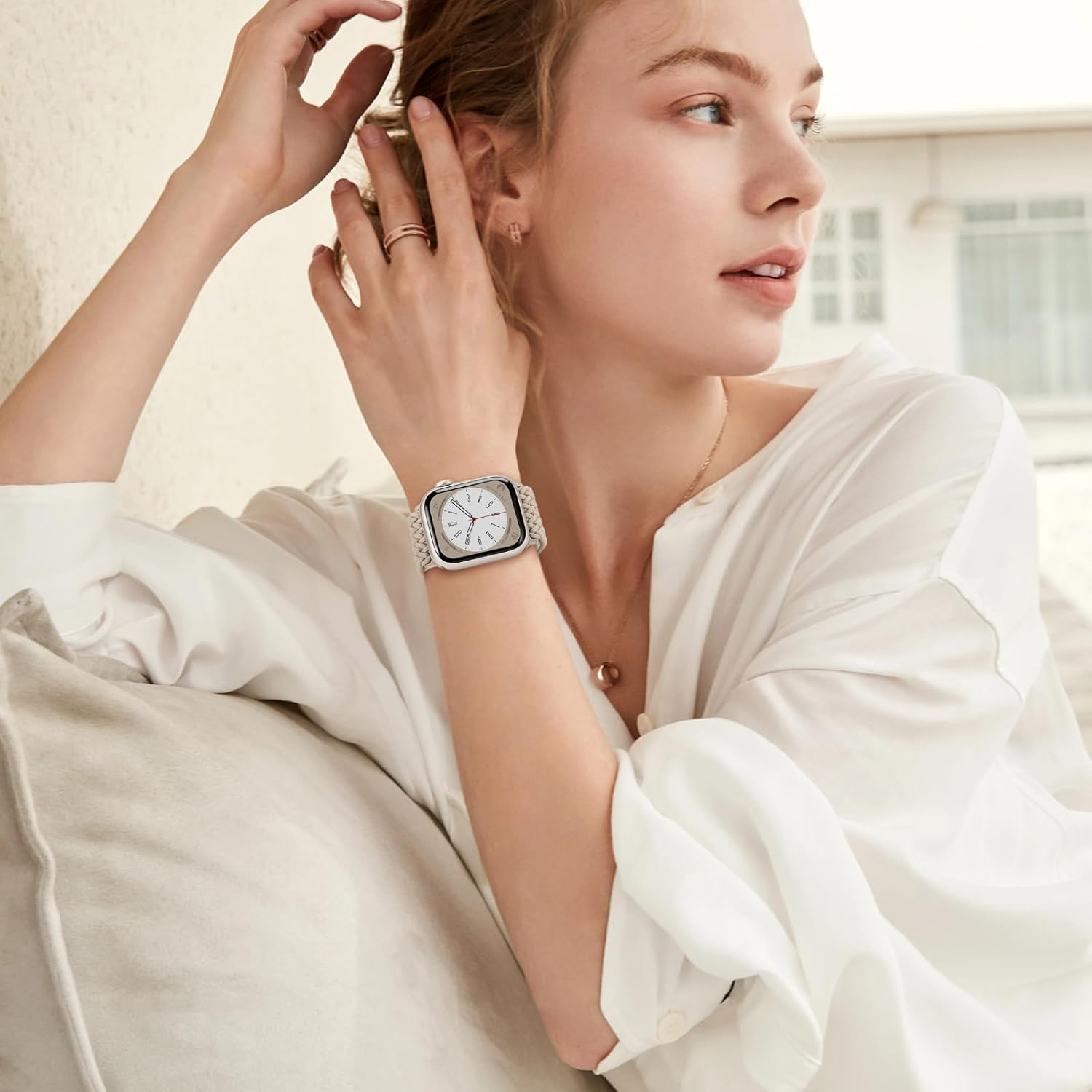 2 Pack Braided Stretchy Band Compatible for Apple Watch Band 38Mm 40Mm 41Mm 42Mm 44Mm 45Mm 46Mm 49Mm Women Men, Soft Nylon Solo Loop Magnetic Sport Strap for Iwatch Series 11 10 9 8 7 6 5 4 3 SE Ultra image number 4