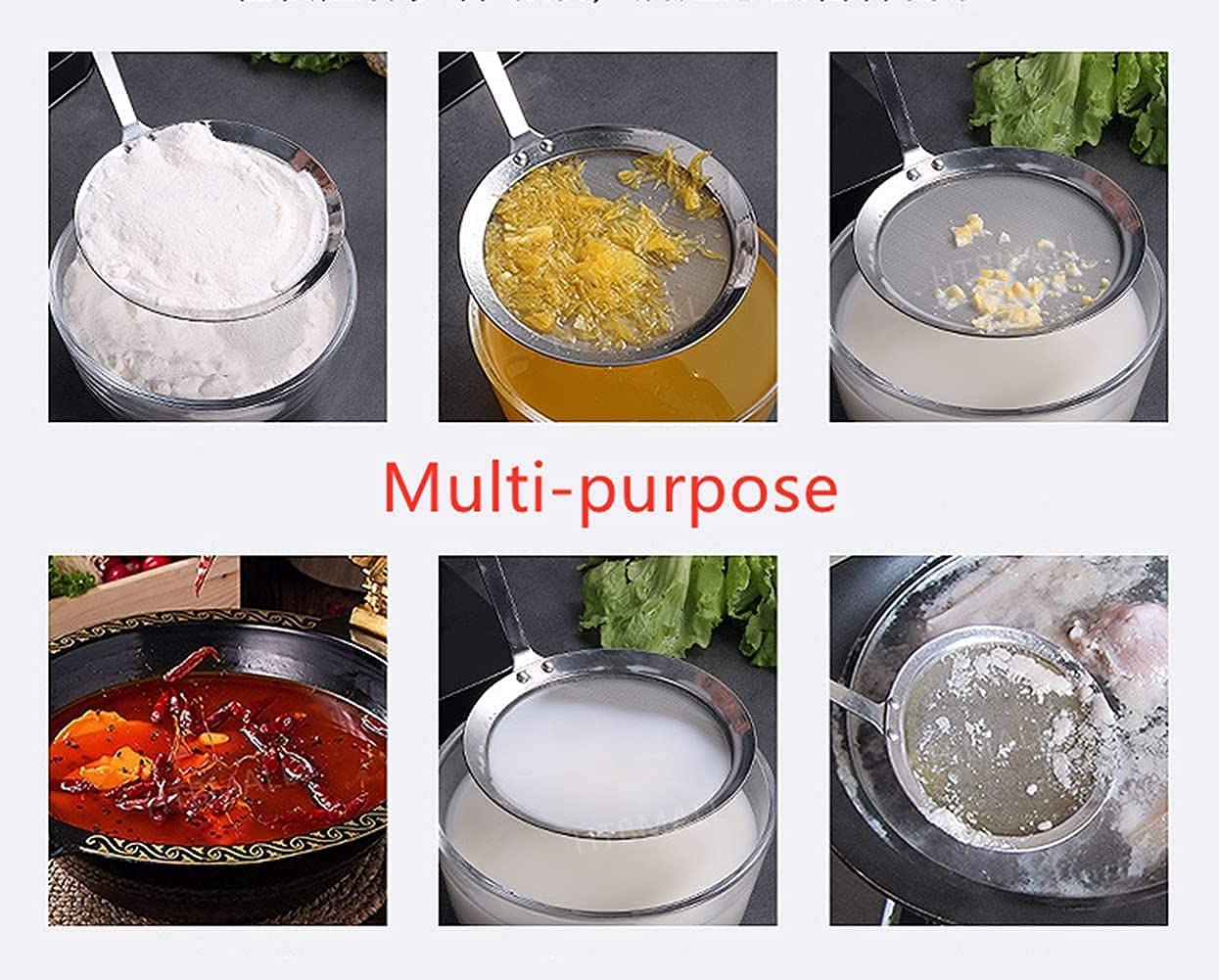 Skimmer Spoon, Stainless Steel Spider Strainer Skimmer Spoon Grease Fine Mesh Strainer Skimmer Spoons for Cooking Frying Skimming Grease, Foam and Gravy image number 2