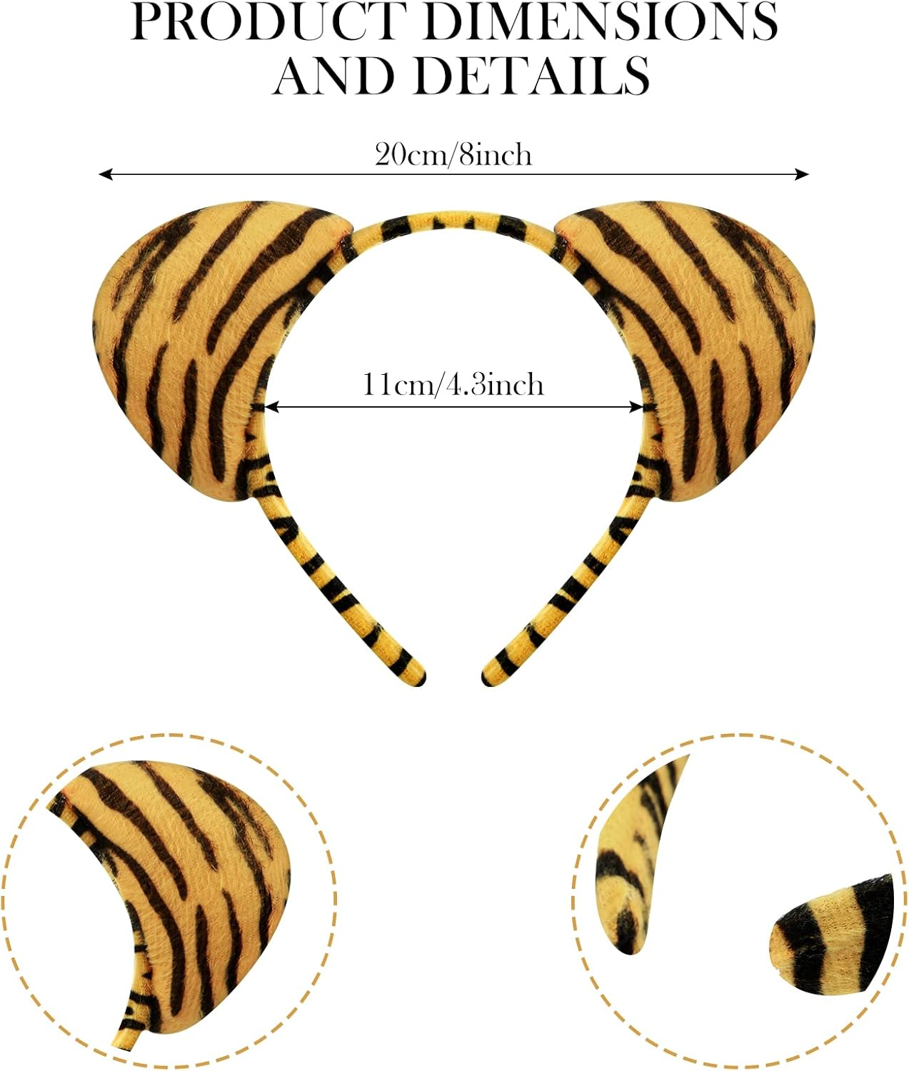 Cindeer 3 Pcs Zoo Animal Ear Costume Headband Jungle Safari Plush Ear Hair Hoop for Adult Animal Party Cosplay Prop image number 1