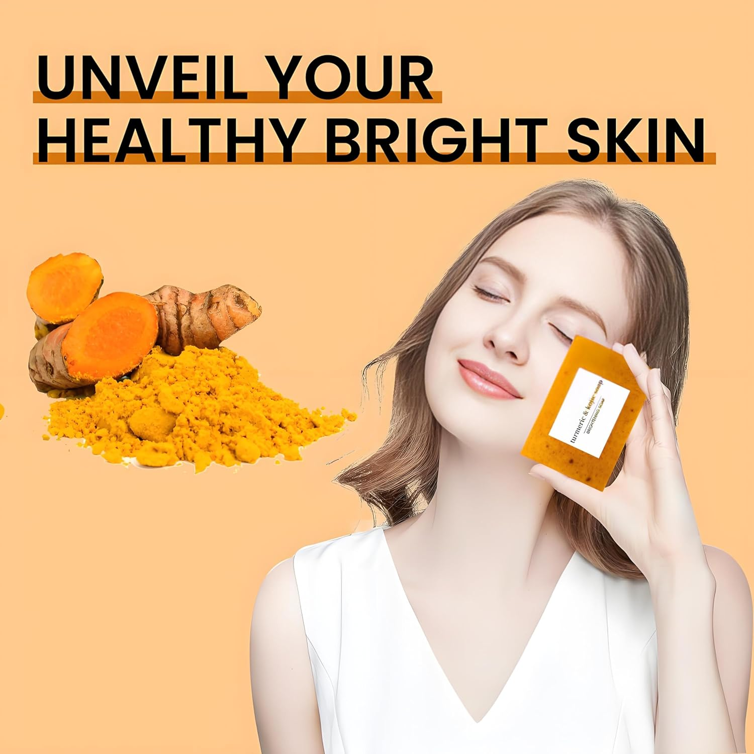 Lemon Turmeric and Kojic Acid Soap Bar -100G, Skin Brightening, Natural Granular Formula