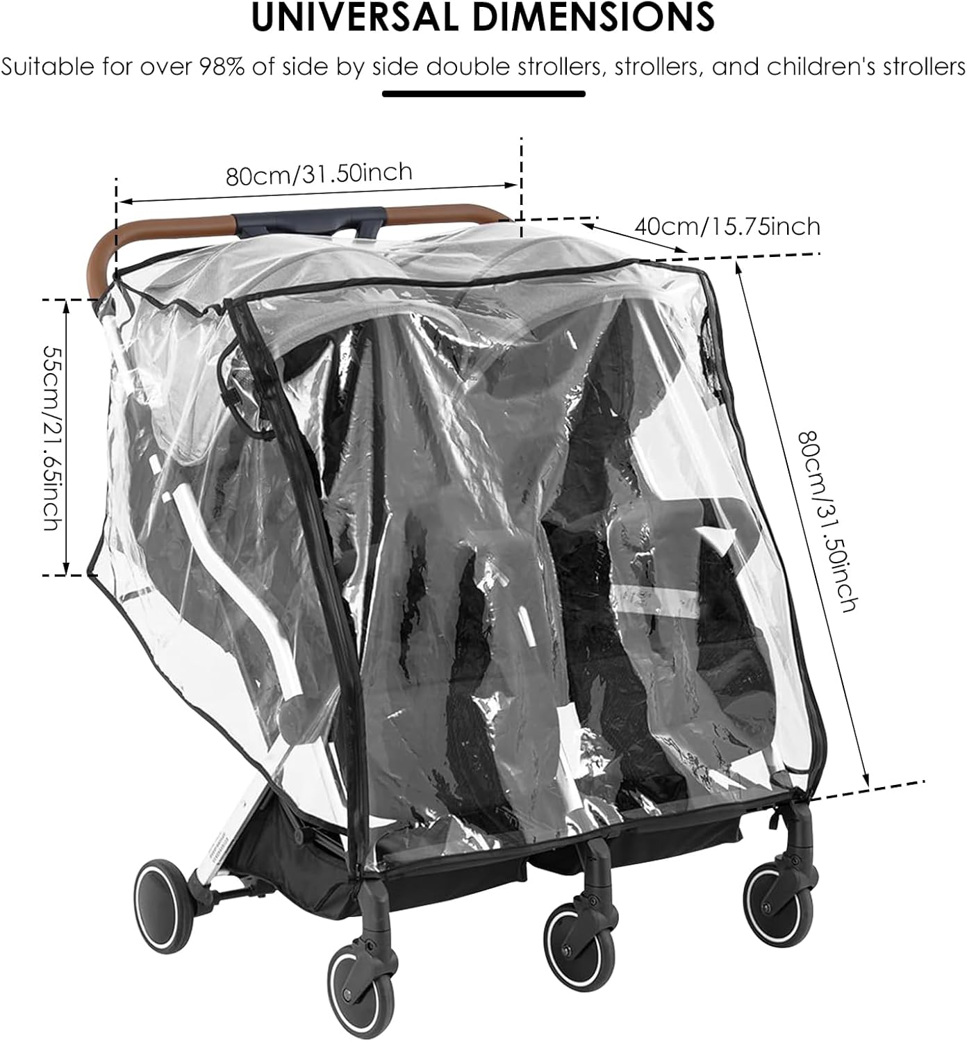 Double Stroller Rain Cover Universal Rain Cover for Side by Side Baby Stroller Stroller Raincoat Transparent Twins Stroller Cover Baby Outdoor Accessories for Outdoor