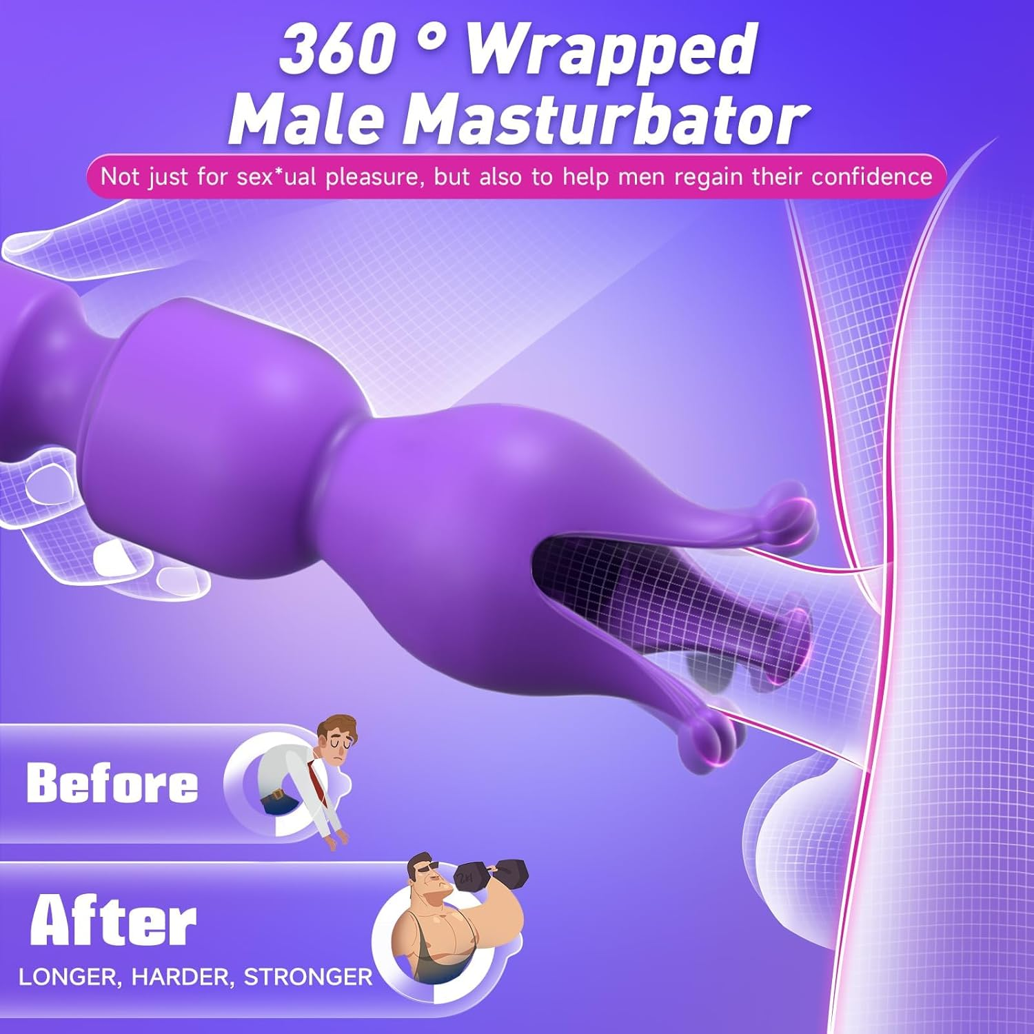 Funflick Wand Vibrator Sex Toys for Women, Multifunctional Couple Adult Toys with 3 Attachments for Clit, G Spot, Glans, Nipple, Clitoral Stimulator Vibrating Dildo with LCD Display, 10 Patterns 4 Speeds for Sexual Pleasure, Silent Magic Vibrators Flexible Massager with 40 Vibrating Modes Sexual Wellness Products image number 4