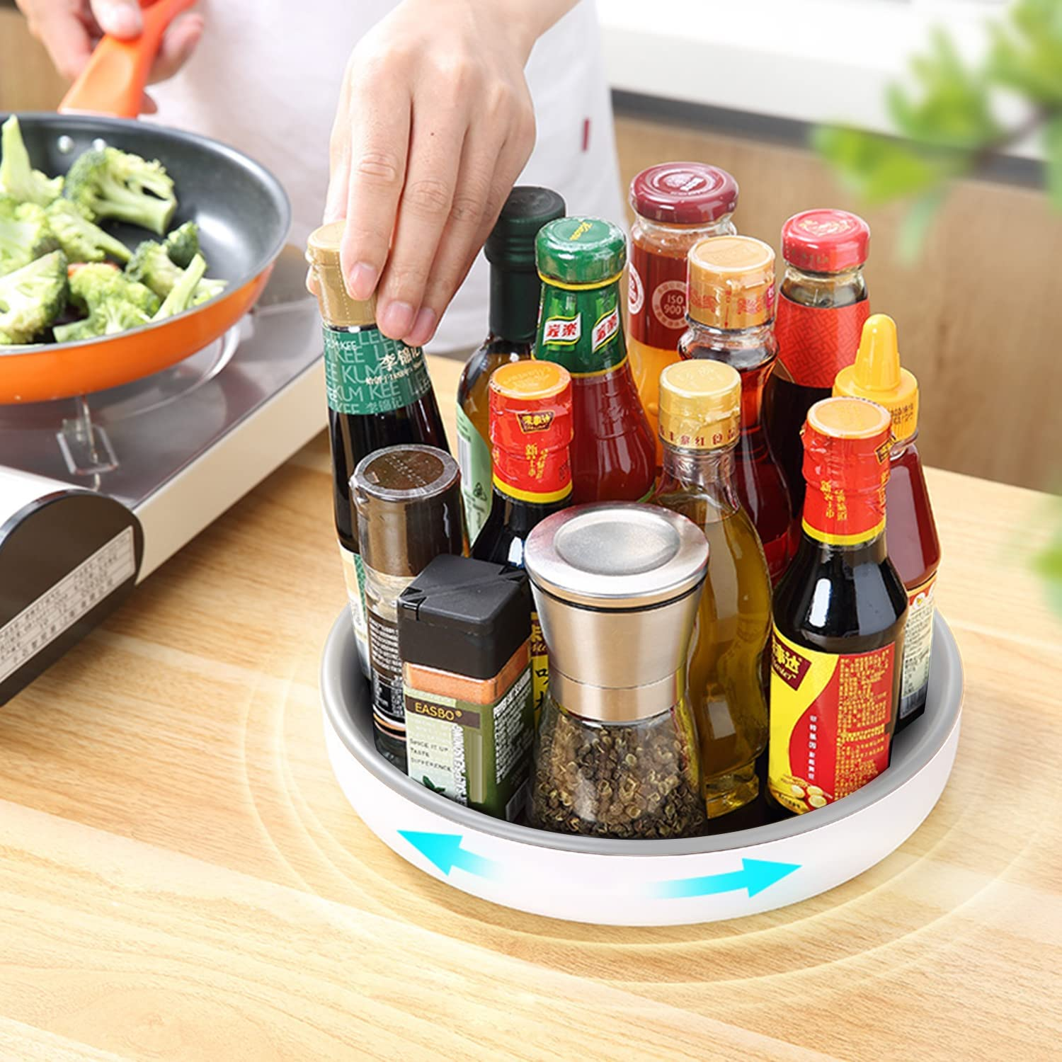 Lazy Susan 30Cm Large 360&deg; Rotating Organiser for Condiments Spice Waterproof Plastic Lazy Susan Pantry Organiser Turntable for Kitchen Countertop Organized image number 4