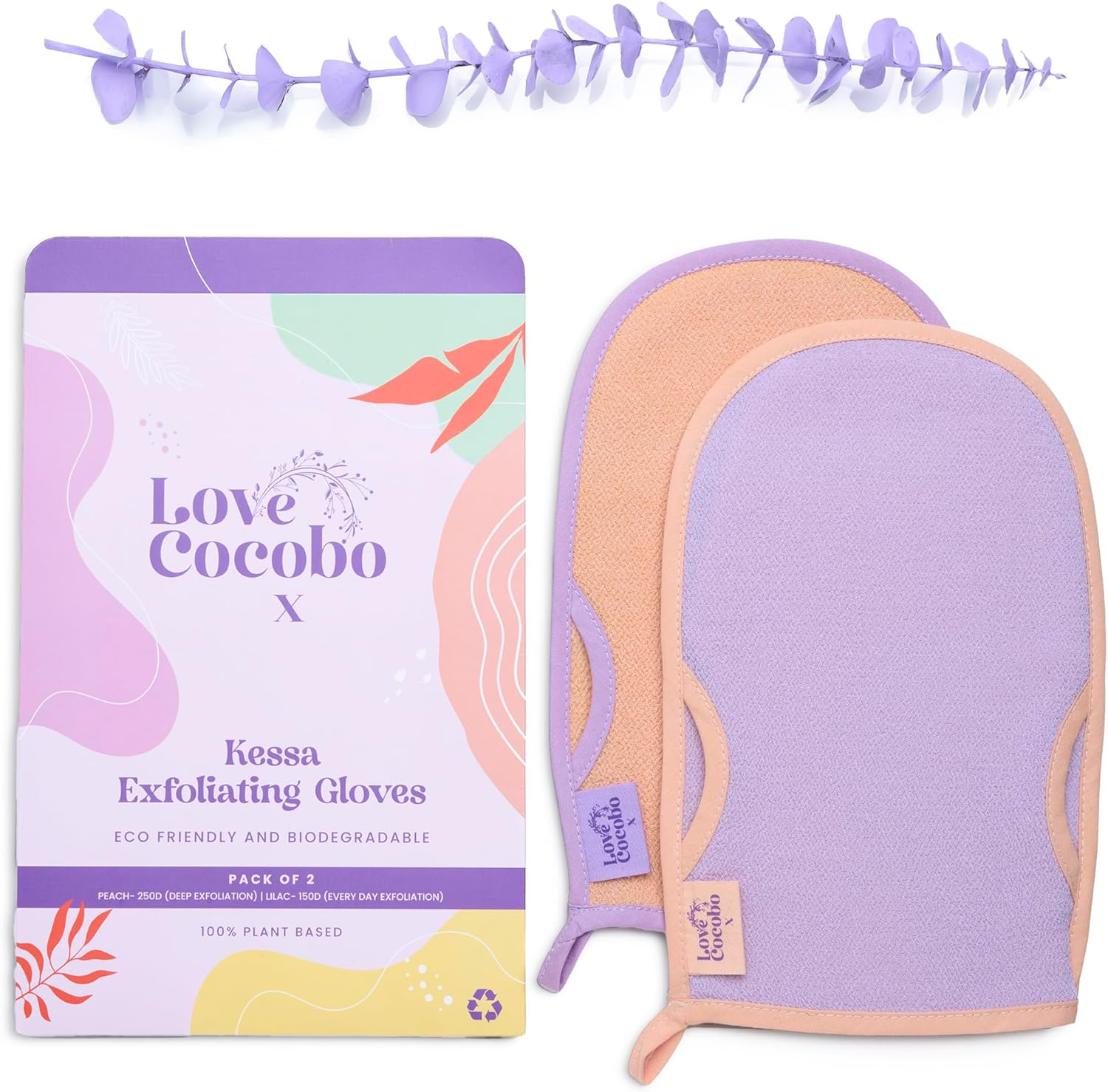 Exfoliating Glove | Body Scrub Mitt | Dead Skin Exfoliator | Kessa Gloves | Tan Remover | Targets Keratosis Pilaris Ingrown Hair | Hammam Moroccan Shower Mitts | Eco Biodegradable | 2Pcs