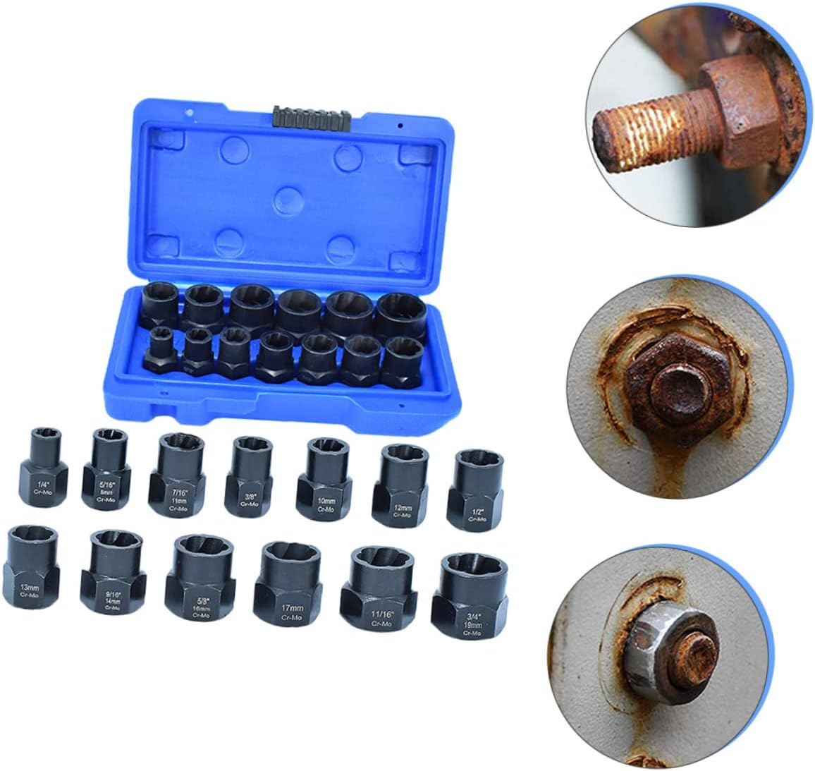 Angoily Bolt Disassembler Lug Nut Extractor Tool Kit Solid Storage Box Designed for Stripping and Removing Rusted and Stubborn Lug Nuts and Bolts for Automotive Repair and Maintenance Task image number 5