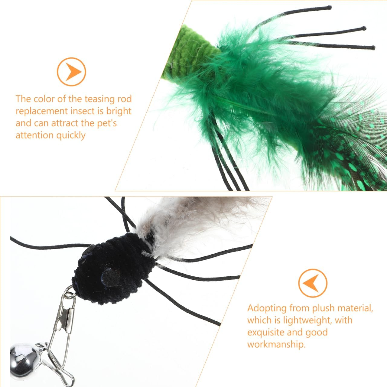 Toddmomy 3Pcs Cat Feathered Refills: Cat Toy Worm Refills Interactive Wands Attachment Toys for Kitten Indoor Accessories image number 1