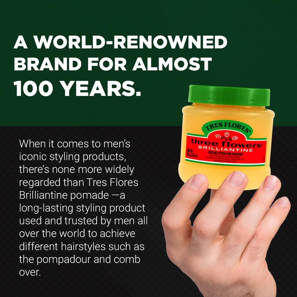 Three Flowers Brilliantine Pomade Solid 3.25Oz image number 1