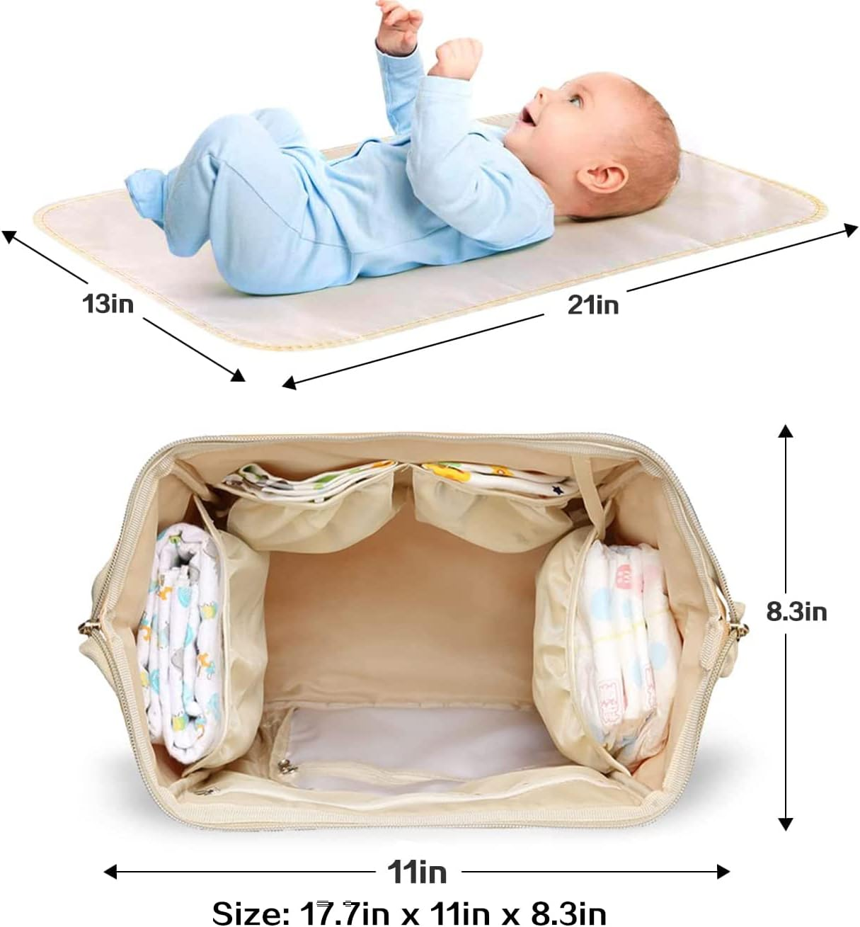 4 in 1 Diaper Bag Backpack Set for Baby Girls Mom Large Capacity Waterproof Baby Care Bag Multi-Function Nappy Bag image number 2