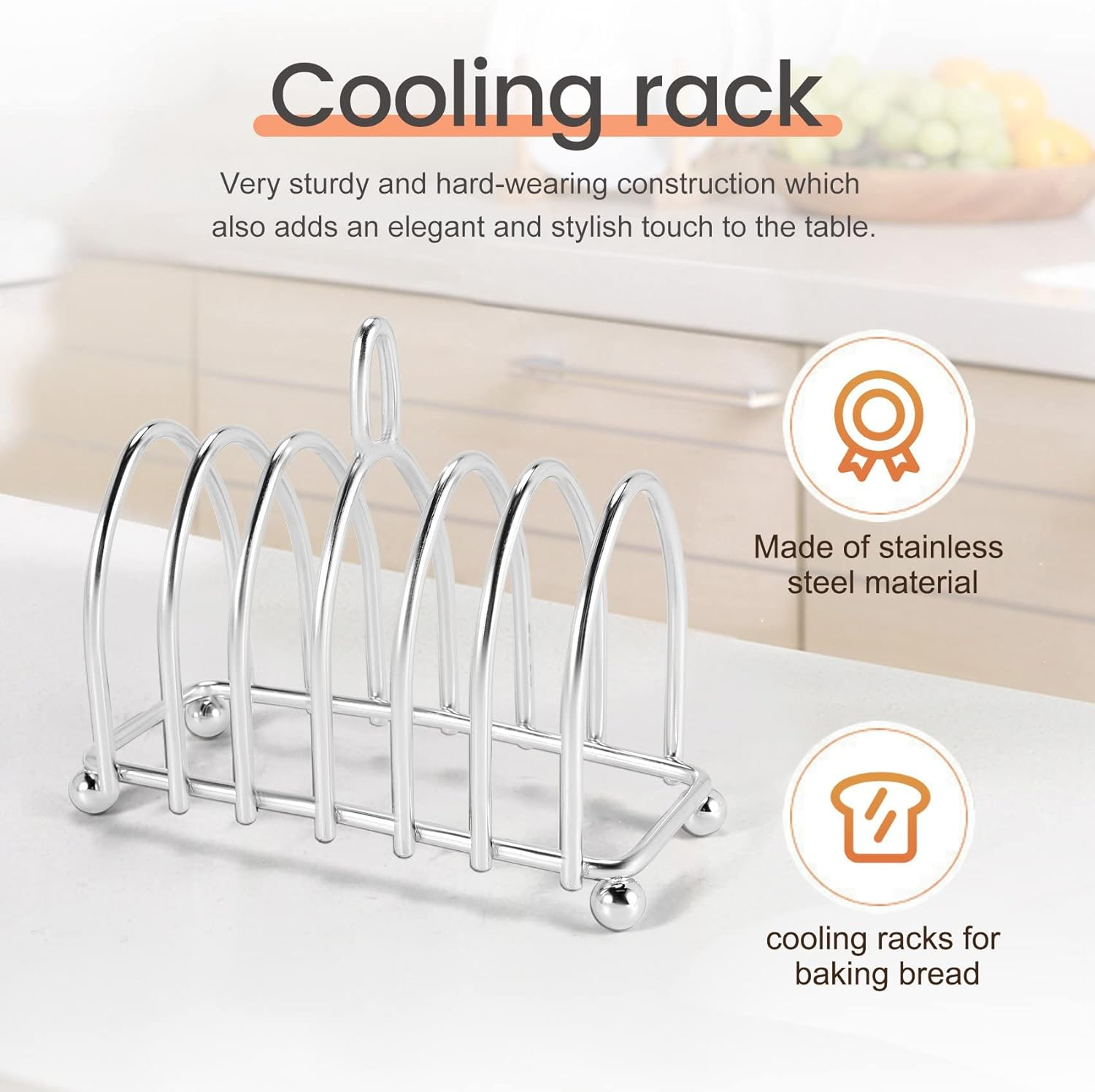 Toast Bread Rack Holder 6 Stainless Steel Toast Rack with Feet and Loop Carry Handle