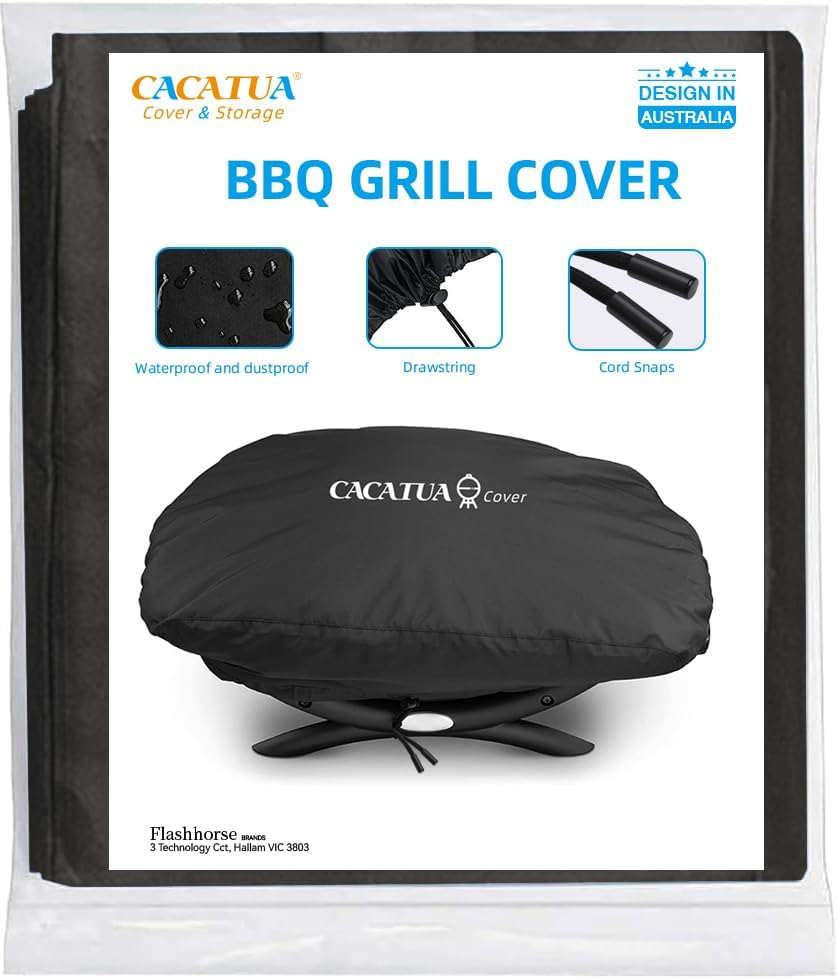 BBQ Cover, CACATUA Premium BBQ Grill Cover for Weber Classic Q1000 /100 Series, Real Waterproof, for Fits Q1200, Q1400, Q1000, Q140, Q120 and Q100,For Gas Grill Heavy Duty 68L&times;45W&times;33H Cm