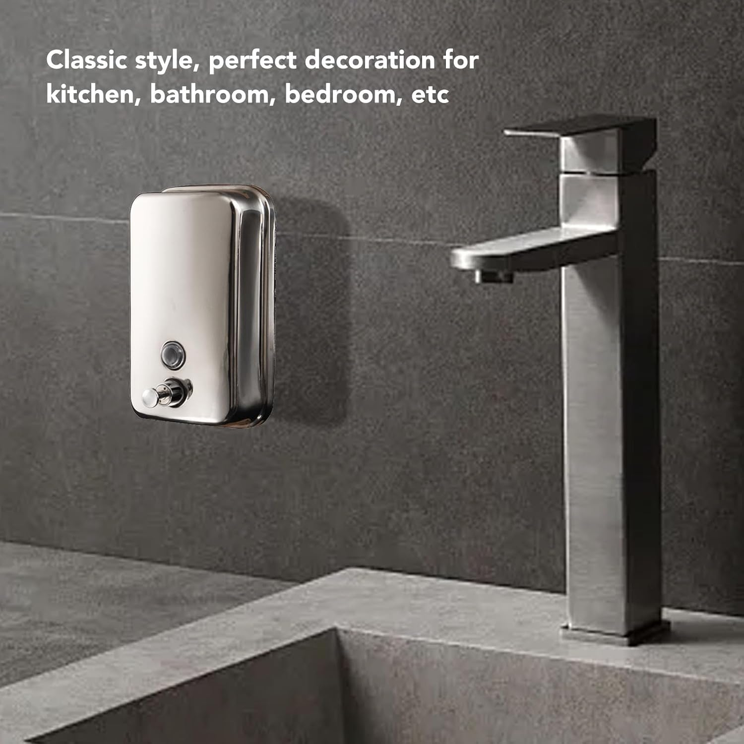 Commercial Soap Dispenser, 17Oz / 500Ml Wall Mounted Hand Soap Dispenser Stainless Steel Manual Liquid Pump Soap Dispenser for Bathroom Kitchen Hotel