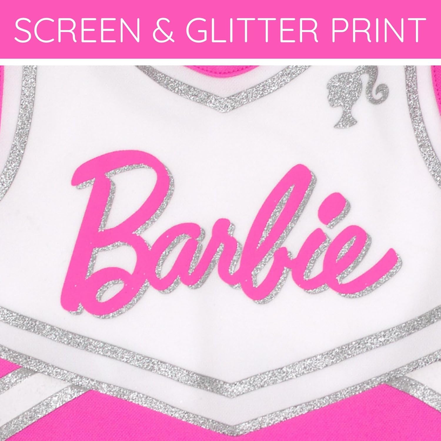 Barbie Girls Cheerleader Dress and Bow Outfit Set Toddler to Big Kid Sizes (2T - 14-16) image number 4