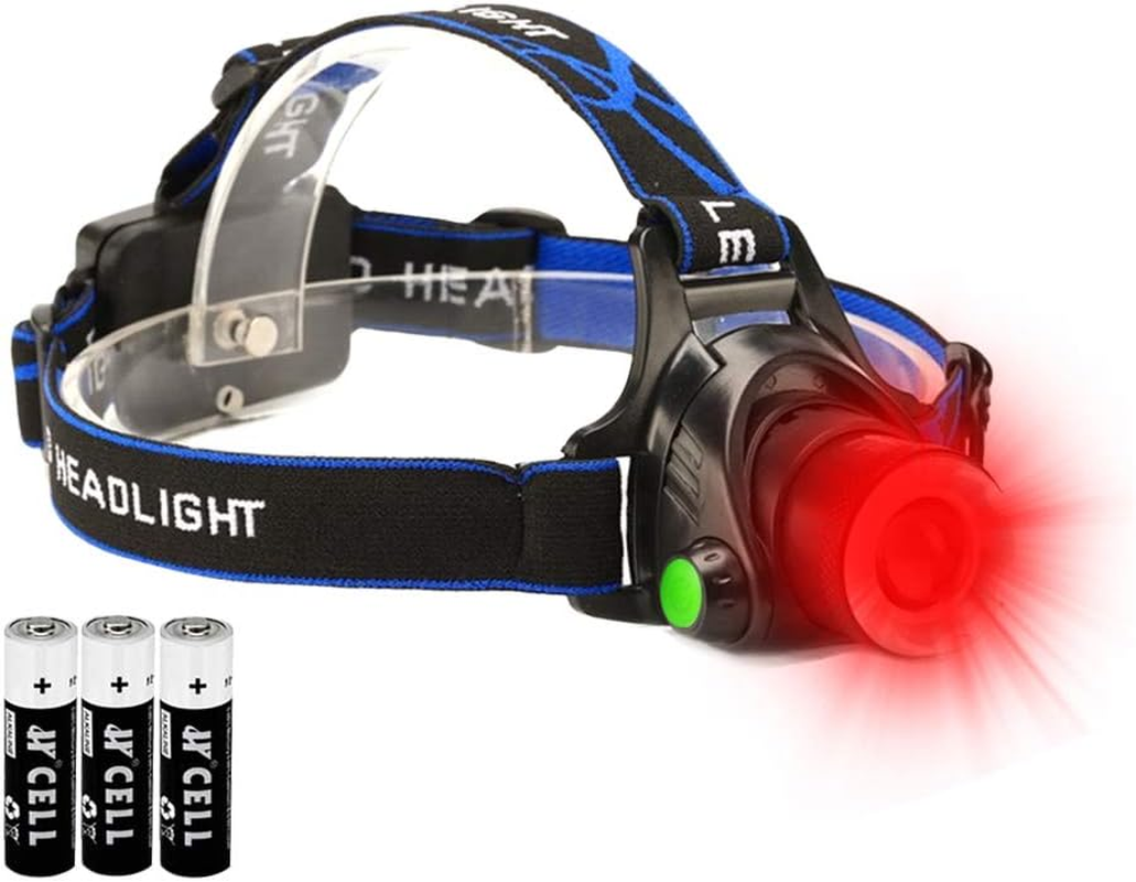 Hunting Red Light Headlamp Zoomable LED Headlight with 3 Lighting Mode and Water Resistant for Running Camping Hiking Reading. image number 1