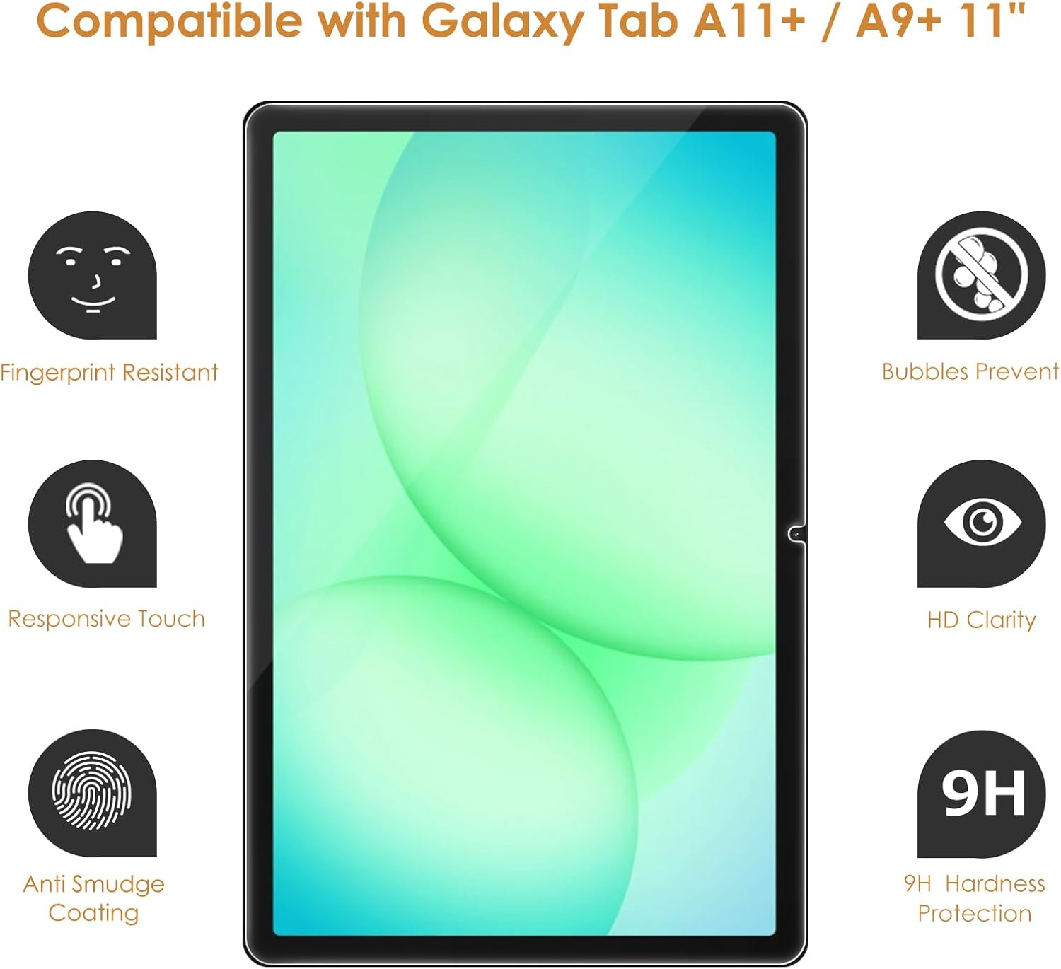 Hianjoo [2-Pack] Screen Protector Compatible with Samsung Galaxy Tab A11+ / A9+ / A9+ Kids Edition 11", [HD Clarity] [9 Hardness] Tempered Glass Replacement for Samsung Galaxy Tab A11 plus / A9 Plus