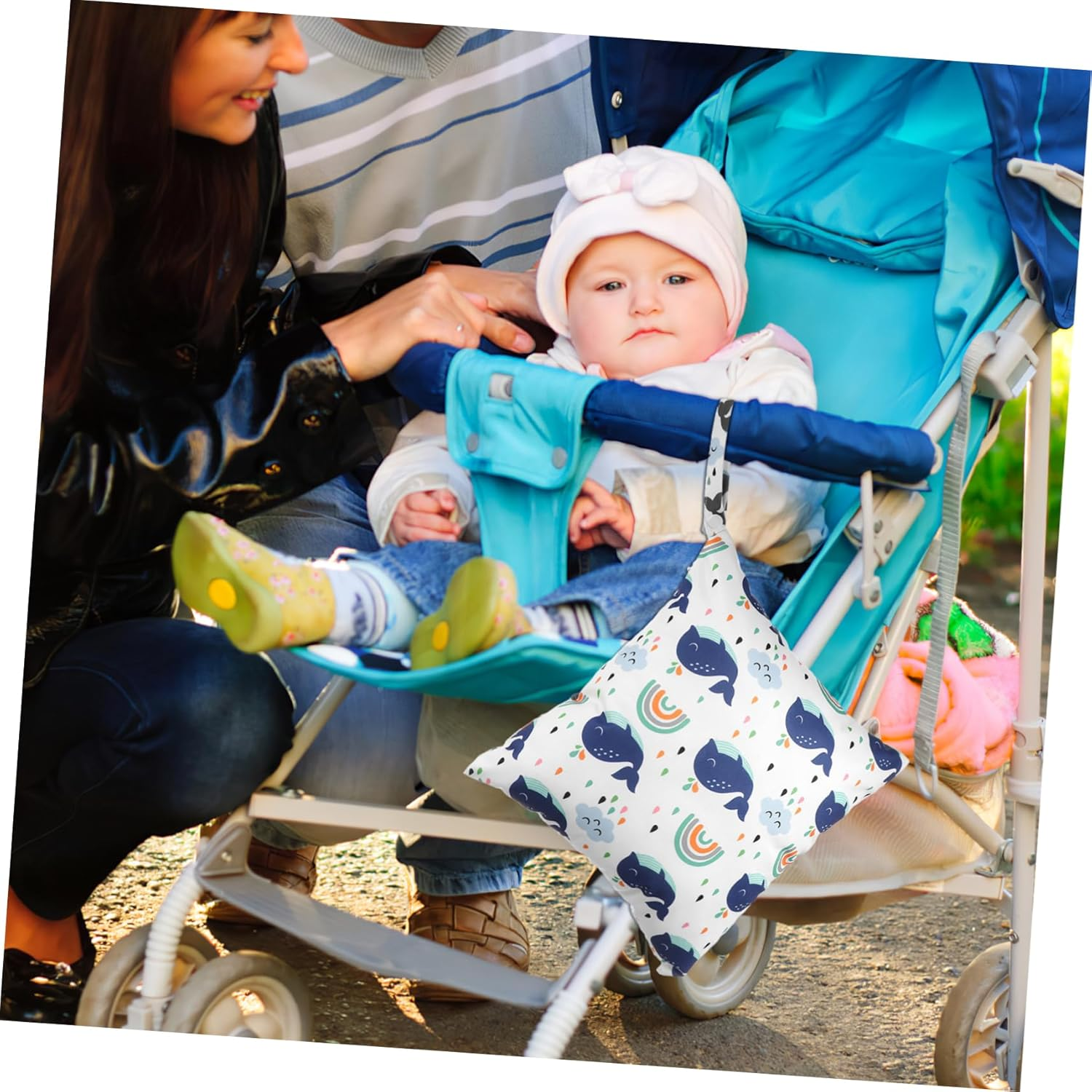 Ifundom 2Pcs Cartoon Pattern Diaper Bag Organiser Pouches Nappy Bin Bags for Wet Wipes Swimsuits image number 1