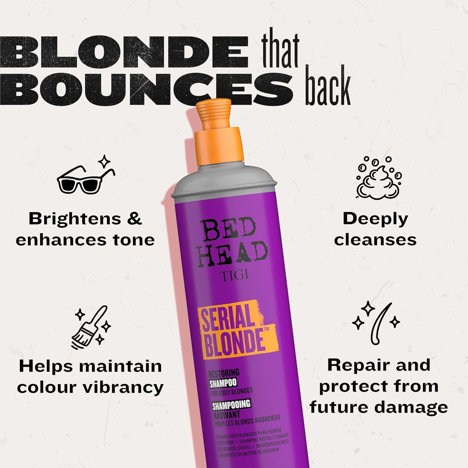 Bed Head by TIGI Serial Blonde Shampoo for Damaged Blonde Hair, 600 Ml Tropical image number 3