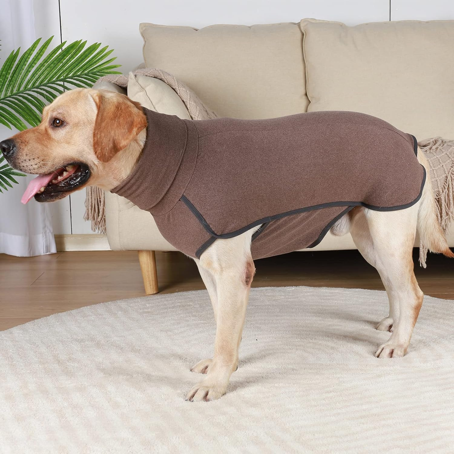 Hjyokuso Dog Jumper Dog Fleece Vest Sweater Stretch Sweatshirt, Warm & Lightweight Pullover Pajama Dog Coat, Autumn Winter Cold Weather Puppy Clothes Jacket for Small Medium Large Dogs (Brown 3XL) image number 7