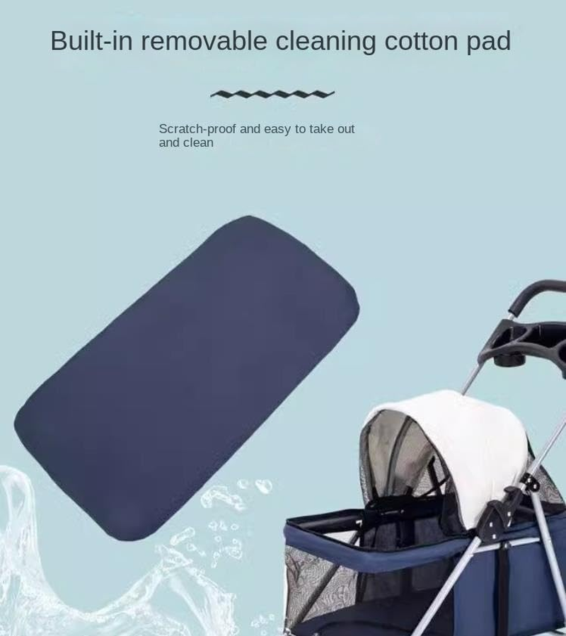 Pet Stroller Dog Stroller Cat Stroller Pet Cat Dog Stroller Travel Carrier with Cup Holders, 22Lbs Capacity Folding Strolling Cart Dog Pram Dog Cat(Color:C) image number 3