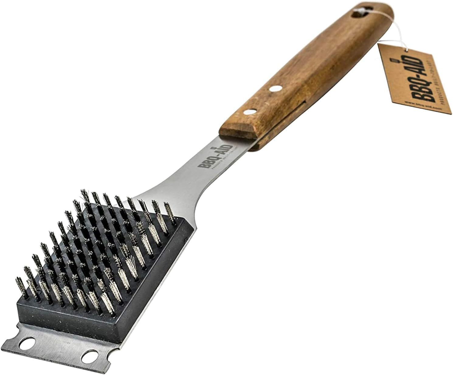 Bbq-Aid Barbecue Grill Brush and Scraper ? Extended Large Wooden Handle and Stainless Steel Bristles ? No Scratch Cleaning for Any Grill: Char Broil & Ceramic ? image number 5
