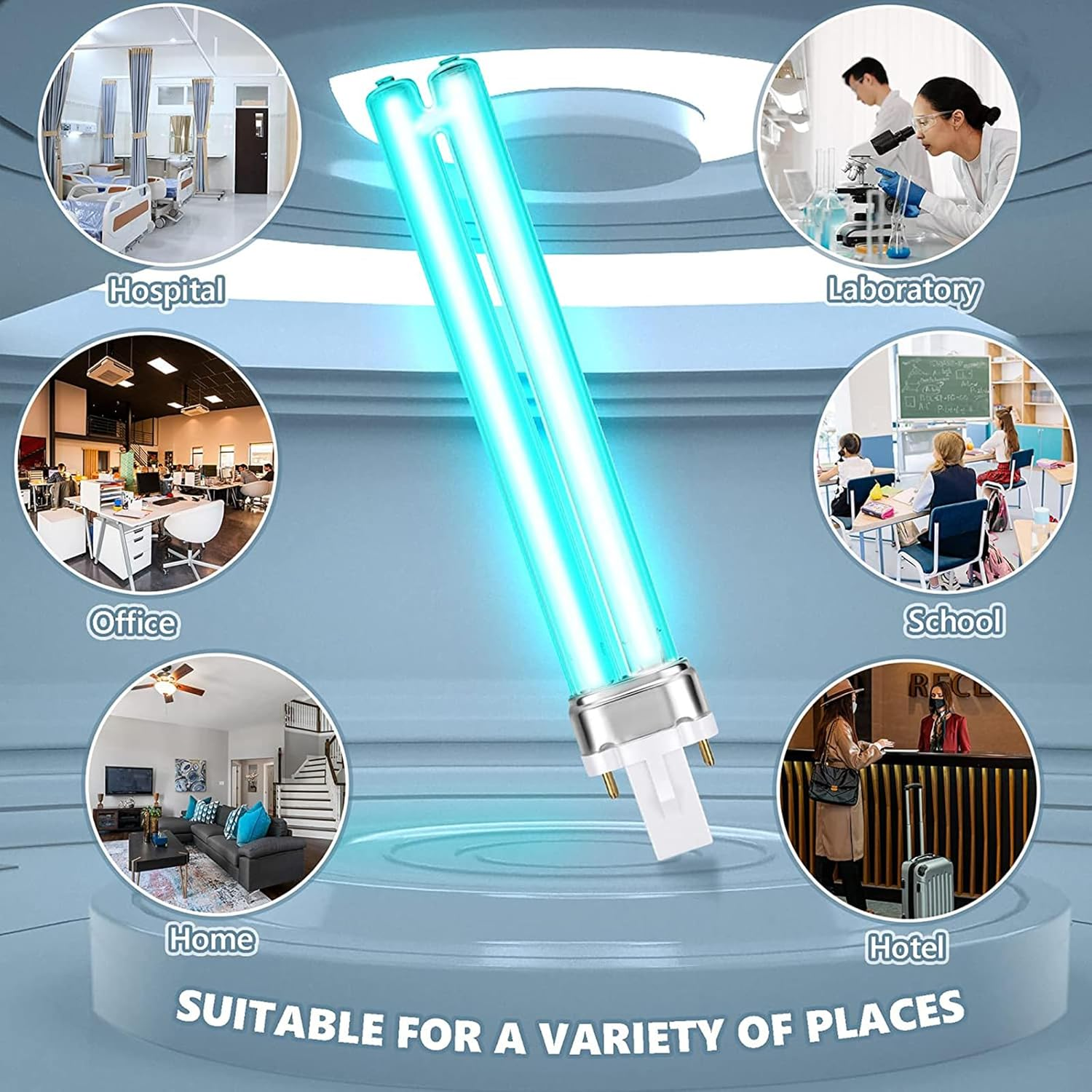 1 Pack UV Aquarium Light Bulbs 9W Lamp Base Fish Tank LED H-Shape Tube G23/2G7 2 Pin Base UV Purifier Bulbs Pond Lights Replacement Light Bulb for Water Air Purification or Aquarium Fish Tank image number 1