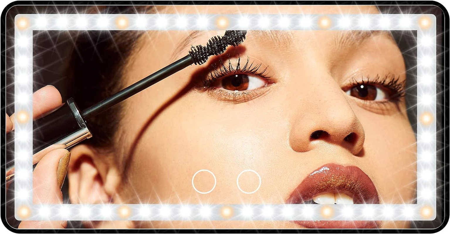 Car Sun Visor Vanity Mirror with Lights, 2 Pcs Rechargeable Car Makeup Mirror Accessories, Birthday Gifts for Women Girl, 3 Light Modes, Dimmable Touch Led Screen, Universal for Car Truck