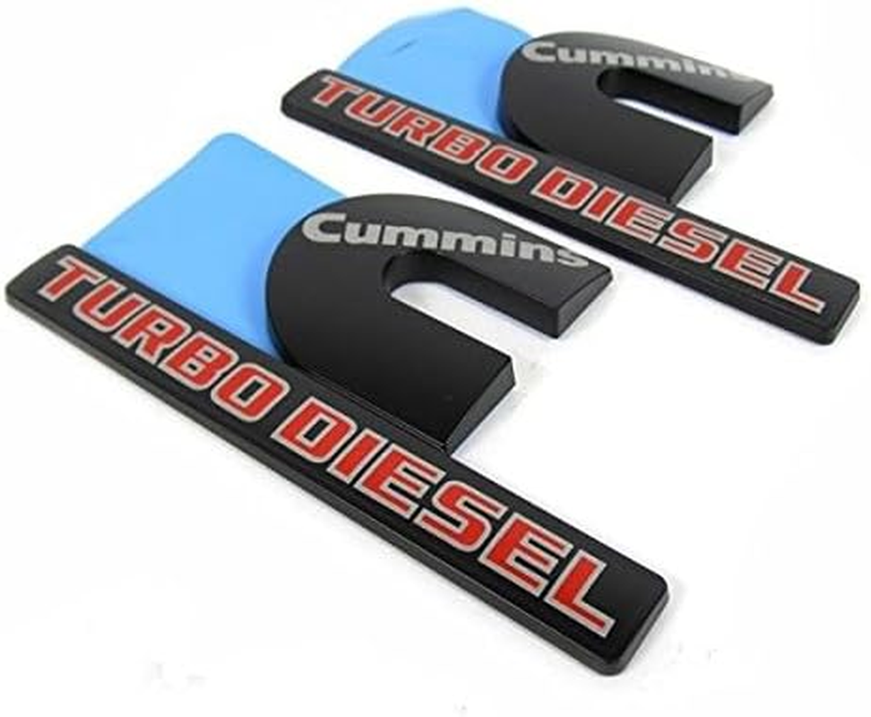 Yoaoo 2X Replacement for Cummins Turbo Emblem Badge 2500 3500 Fender Emblem Matte Big Black Red 6.2" by 3.4" Inches