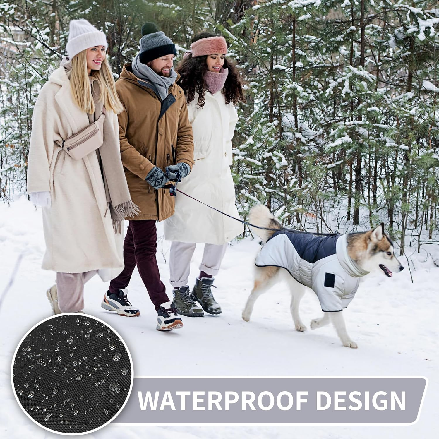 Dog Jacket Warm Dog Coat Waterproof with Harness Dog Winter Coat with Reflective Stripes for Small Medium Dogs Size XL image number 3