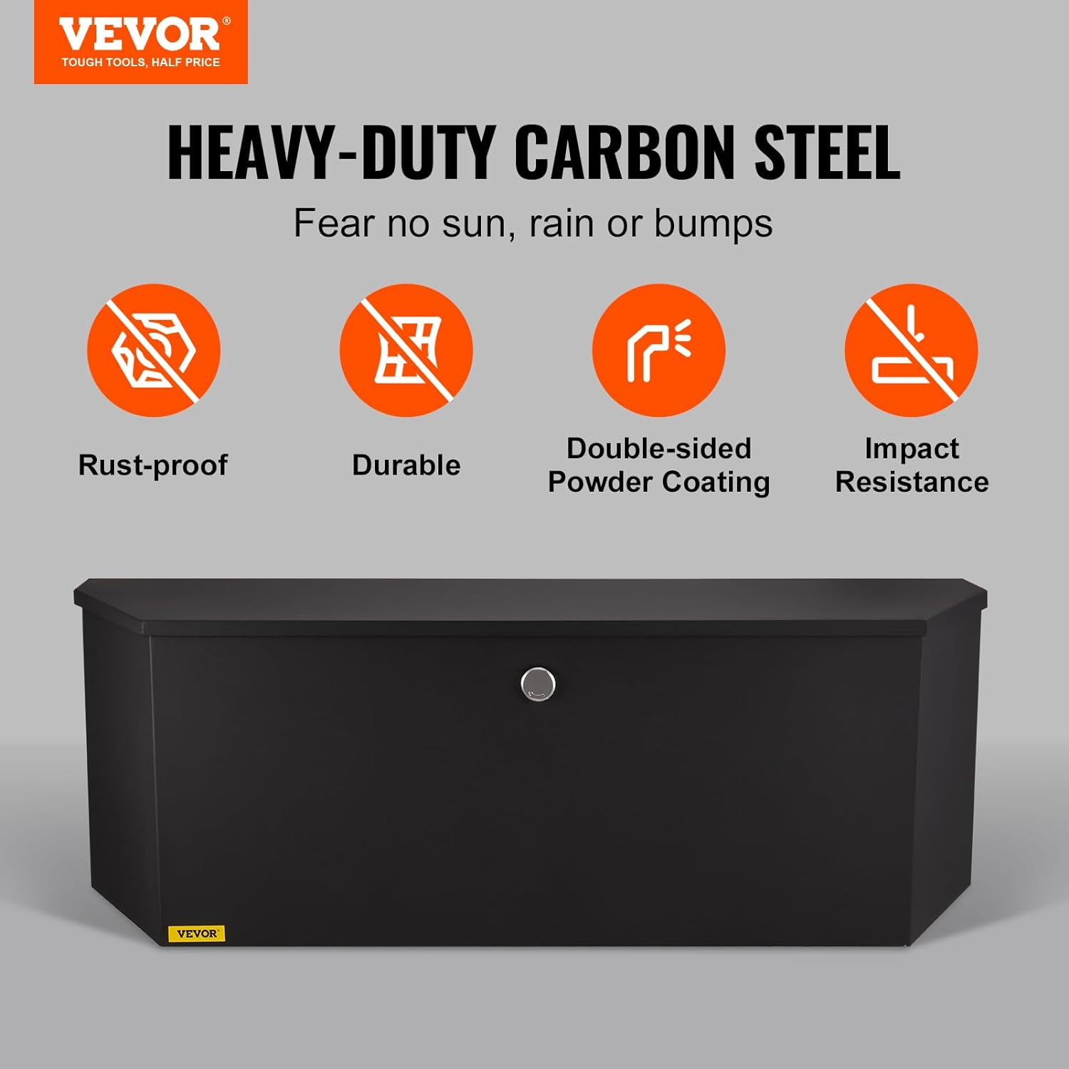 VEVOR Trailer Tongue Box, Carbon Steel Tongue Box Tool Chest, Heavy Duty Trailer Box Storage with Lock and Keys, Utility Trailer Tongue Tool Box for Pickup Truck Bed, RV Trailer, 91.44Cmx30.48 Cmx30.4