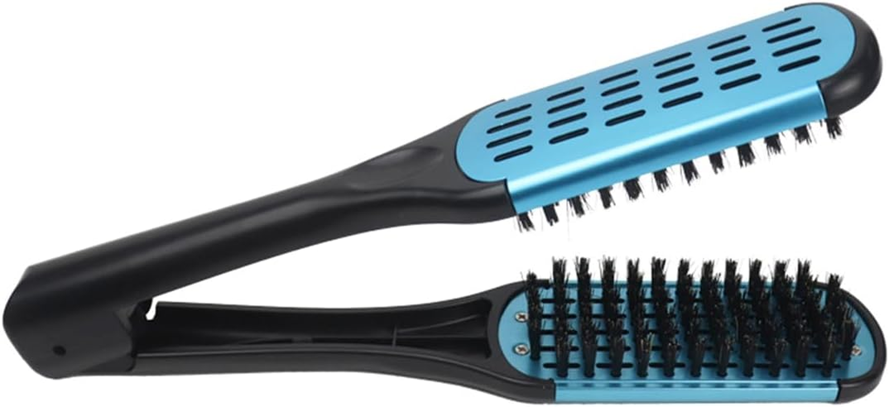 Namvo Hair Straightening Double Brush Comb Clamp Hair Brush Double Brush Comb Soft Handle, Blue, All Hair Types, Unisex, Hair Care Enthusiasts image number 1