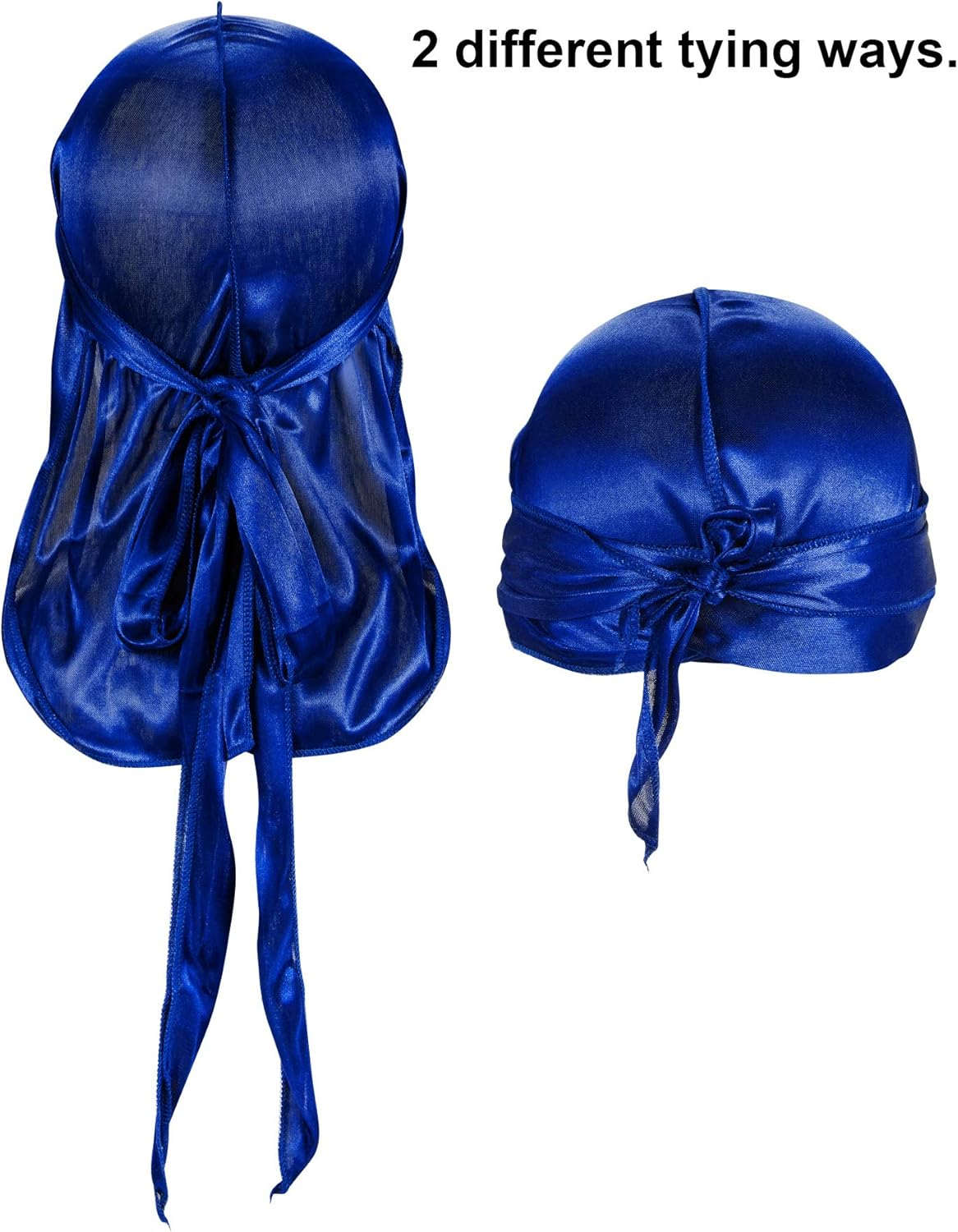 SATINIOR 12 Pieces Silky Durag Caps Soft Long Tail Headscarf Elastic Wide Straps Headwraps for Women Men Favors, 12 Colors image number 4