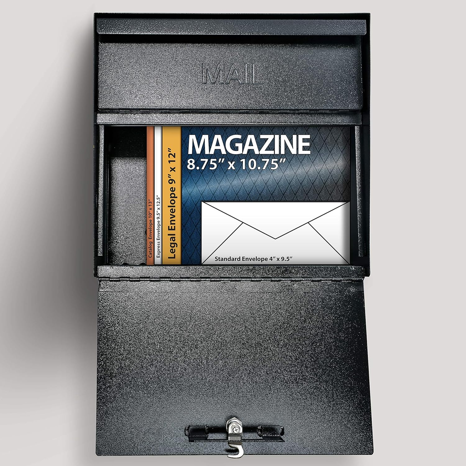 Mail Boss 7162 Metro Locking Wall Mount Mailbox, Black image number 1