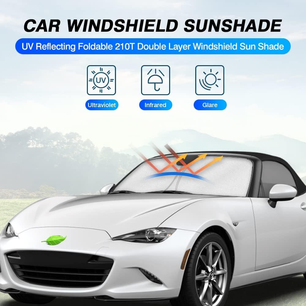 KUST Windshield Sun Shade for Mazda MX-5 Miata Convertible 2017 2018 2019 MX5 Window Sunshade Sun Visor Protector Foldable Blocks UV Rays Keep Your Car Cooler