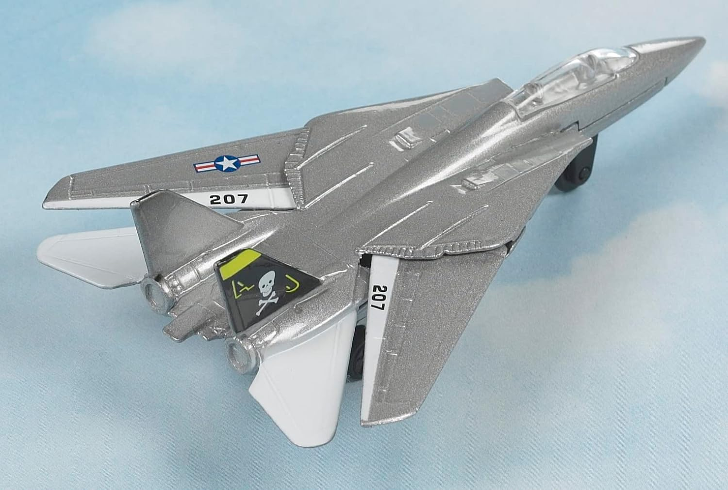Hot Wings Planes F-14 Tomcat Jet (Jolly Rodgers) with Connectible Runway, Silver image number 2