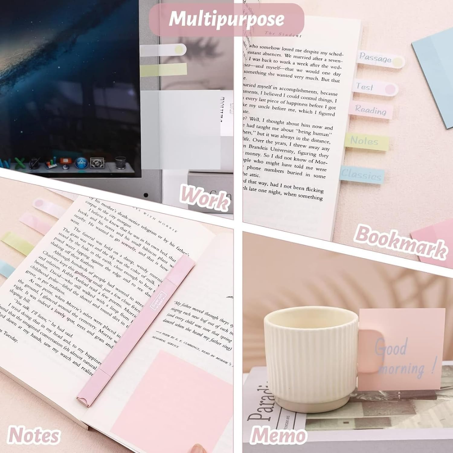 MAIHUO 6 Pcs Aesthetic Highlighters and 600 Sheets Transparent Sticky Notes,Sticky Note Transparent with Marker Pens Set,For Aesthetic Bible Marker Book Annotations School Supplies Office Supplies image number 2