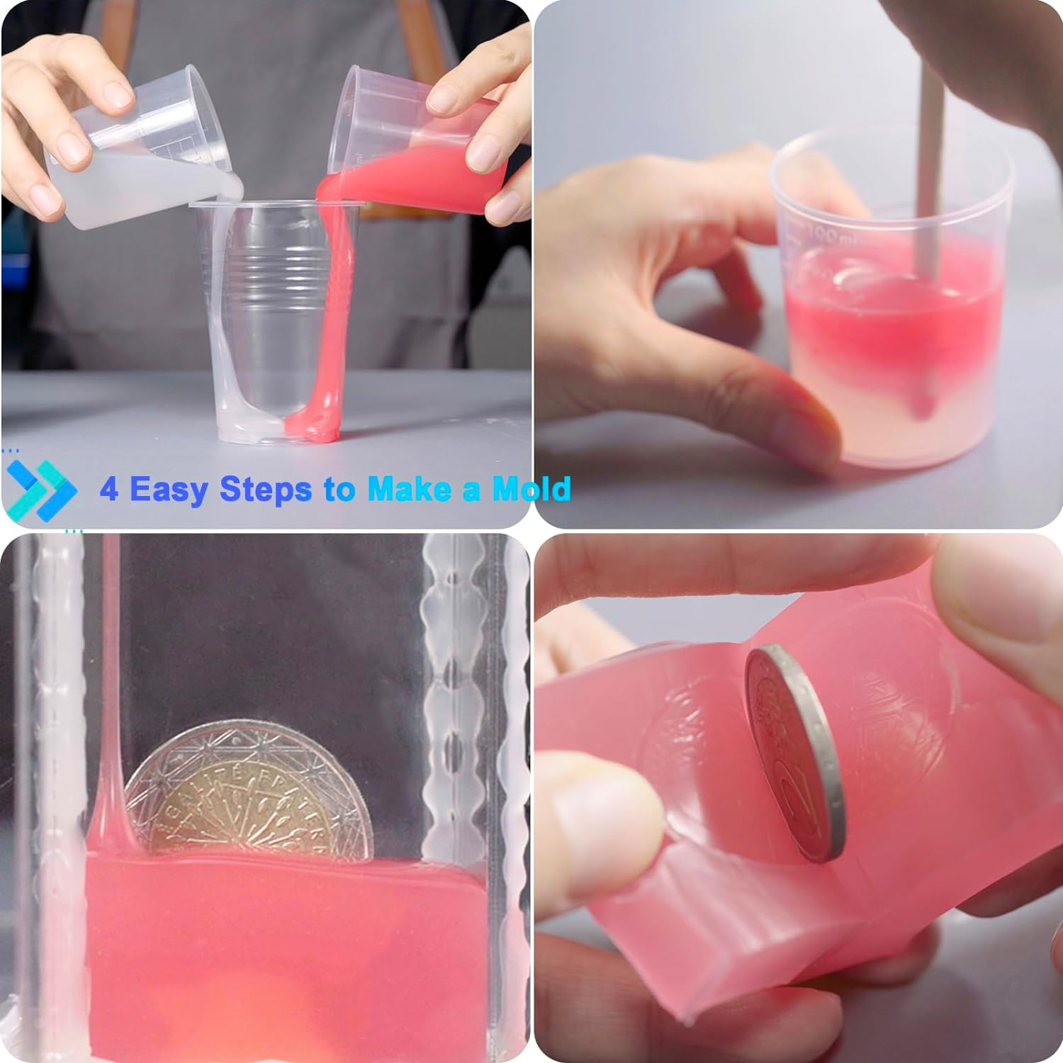 BBDINO Silicone Mold Making Kit 20A Silicone, 38.8 Oz, 1A:1B by Volume, Liquid Silicone for Molds Making of Resin, Soap, Wax, Clay, Concrete Etc.